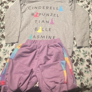 Disney Gray Princess Top and Purple Pants Set